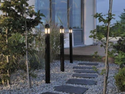 Konstsmide 3er Set Wegeleuchte AMALFI Schwarz Mit Erdspieß, 10m Anschlusskabel, 12V Trafo