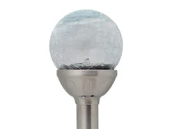 Perel 4 LED Solarleuchten Kugel Mit Erdspieß, Edelstahl, Dämmerungssensor, RGB-LED -Licht Welt Geschaft 4 led solarleuchten kugel mit erdspiess edelstahl 1 2