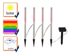 Globo 4 RGB LED Solarstäbchen Mit Erdspieß & Separatem Solarpanel Für Den Außenbereich 6 Globo 4 RGB LED Solarstäbchen Mit Erdspieß & Separatem Solarpanel Für Den Außenbereich -Licht Welt Geschaft 4 rgb led solarstaebchen mit erdspiess separatem s 2