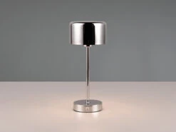 Reality Leuchten Akku Tischleuchte JEFF Per USB Aufladbar, Sensordimmer, Silber Chrom 30cm