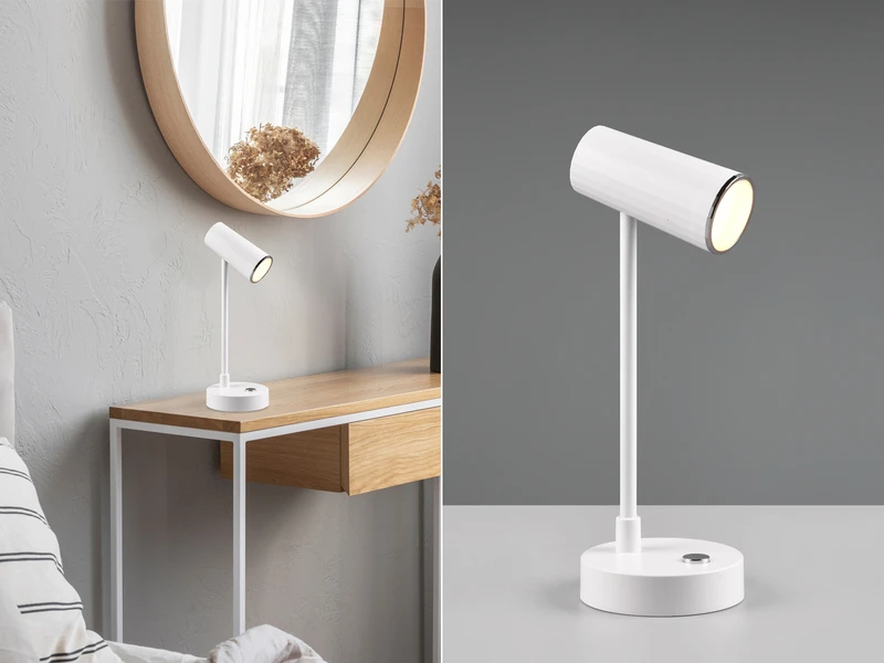 Reality Leuchten Akku Tischleuchte LENNY Per USB Aufladbar Sensordimmer Weiß, 28cm 1 Reality Leuchten Akku Tischleuchte LENNY Per USB Aufladbar Sensordimmer Weiß, 28cm
