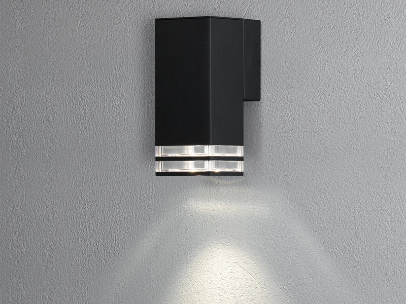 Konstsmide ALU Außenwandleuchte POLLUX Down Light Schwarz Effektstreifen IP44, Höhe 19cm 1 Konstsmide ALU Außenwandleuchte POLLUX Down Light Schwarz Effektstreifen IP44, Höhe 19cm