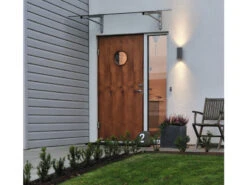 Konstsmide Dimmbare Halogen Außenwandleuchte SIRACUSA, Alu Grau, Uplight Downlight -Licht Welt Geschaft ambientebild 1