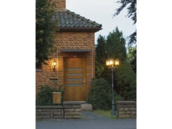 Konstsmide 2er Set Straßenlaterne Kandelaber MILANO 230cm, Alu Schwarz-silber, Bleikristall -Licht Welt Geschaft ambientebild eingang 1