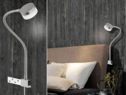 Fischer & Honsel Anschraubbare LED Schwanenhals Leselampe / Bettleuchte LUG Mit Schalter -Licht Welt Geschaft anschraubbare led schwanenhals leselampe bettleuch 2