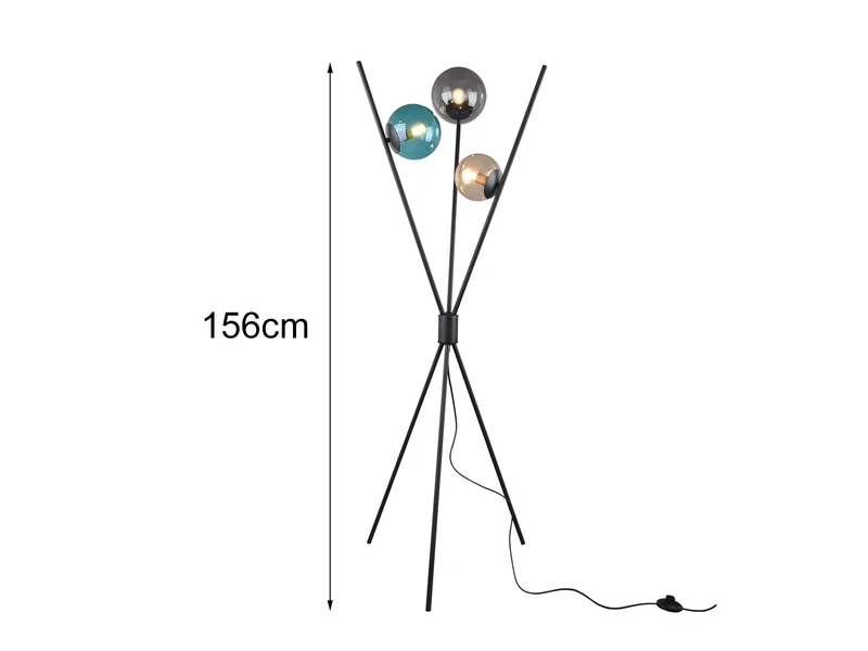 Trio Leuchten Ausgefallene Dreibein Stehleuchte LANCE Mit Bunten Glaskugeln & Fußschalter 4 Trio Leuchten Ausgefallene Dreibein Stehleuchte LANCE Mit Bunten Glaskugeln & Fußschalter – Bild 4