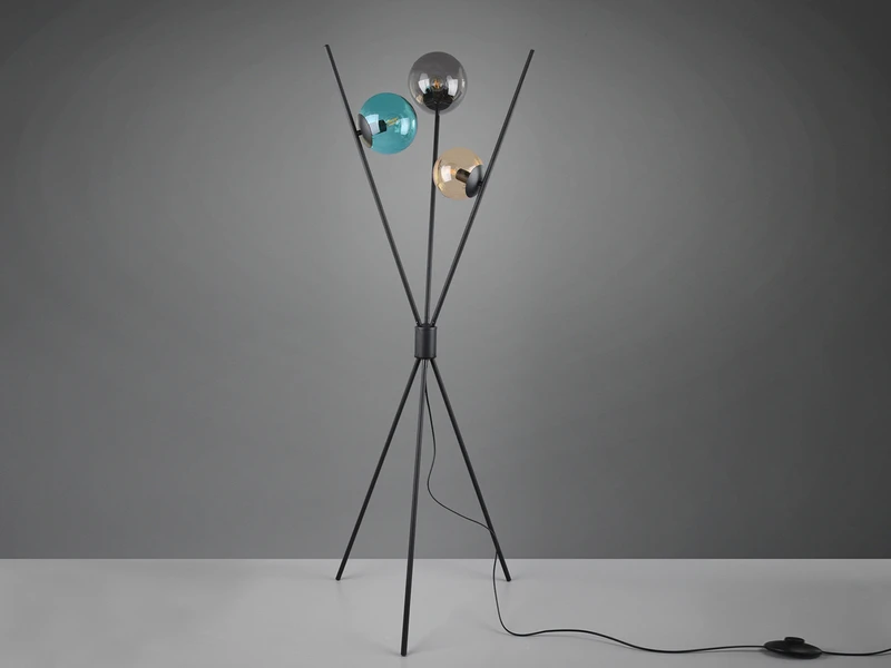 Trio Leuchten Ausgefallene Dreibein Stehleuchte LANCE Mit Bunten Glaskugeln & Fußschalter 6 Trio Leuchten Ausgefallene Dreibein Stehleuchte LANCE Mit Bunten Glaskugeln & Fußschalter – Bild 6