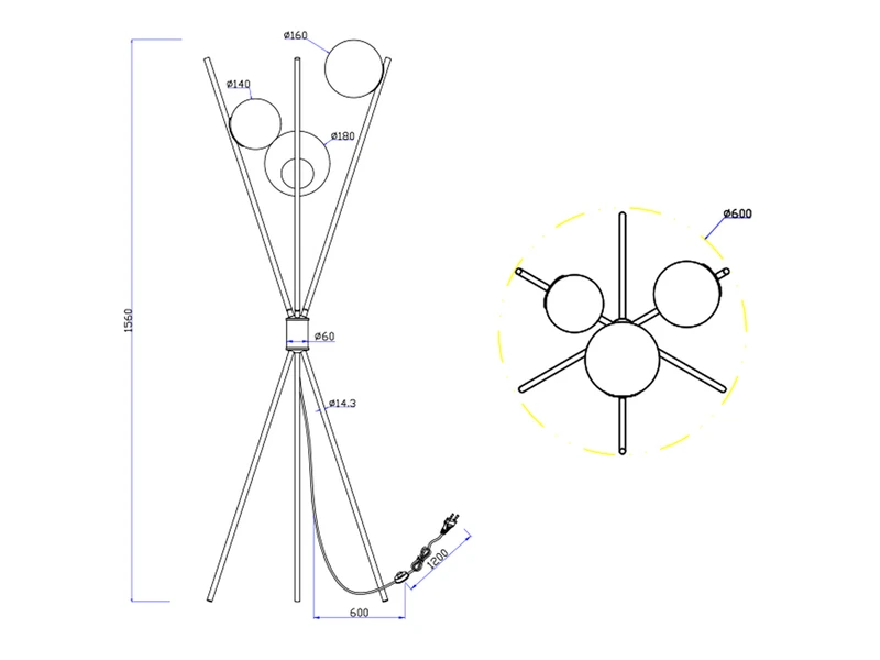 Trio Leuchten Ausgefallene Dreibein Stehleuchte LANCE Mit Bunten Glaskugeln & Fußschalter 7 Trio Leuchten Ausgefallene Dreibein Stehleuchte LANCE Mit Bunten Glaskugeln & Fußschalter – Bild 7