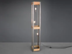 Trio Leuchten Ausgefallene Stehleuchte KHAN Mit Echtholz & Metall Im Industrial Vintage Style