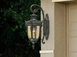 Elstead Lighting Außenwandlaterne PHILADELPHIA Jugendstil Mit Amberglas, Höhe 52cm