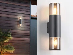 Trio Leuchten Außenwandleuchte HOOSIC Up And Down In Schwarz / Rauchfarbig, Höhe 33cm