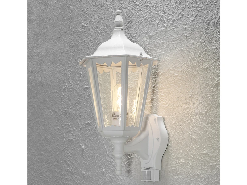 Konstsmide Außenwandleuchte Mit Bewegungsmelder FIRENZE Alu Weiß, Höhe 48 Cm 1 Konstsmide Außenwandleuchte Mit Bewegungsmelder FIRENZE Alu Weiß, Höhe 48 Cm