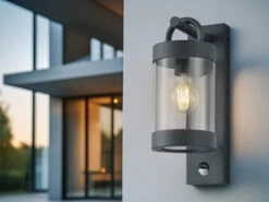 Trio Leuchten Außenwandleuchte Mit Bewegungsmelder Laterne SAMBESI Anthrazit, Höhe 33cm