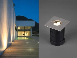 Trio Leuchten Bodeneinbauspot BELAJA Eckig Edelstahl 11cm IP65 - Bodenstrahler Für Einfahrt