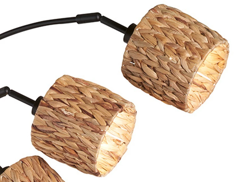 MeineWunschleuchte Bogenlampe 5flammig LED Dimmbar 190cm Groß, Metall Schwarz Lampenschirme Seegras 5 MeineWunschleuchte Bogenlampe 5flammig LED Dimmbar 190cm Groß, Metall Schwarz Lampenschirme Seegras – Bild 5