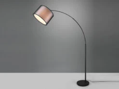 Trio Leuchten Bogenleuchte BURTON Mit Stoff Organza Transparent Schwarz Innen Weiß, 171cm