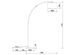 Trio Leuchten Bogenleuchte BURTON Mit Stoff Organza Transparent Schwarz Innen Weiß, 171cm -Licht Welt Geschaft bogenleuchte burton mit stoff organza transparent 1 4