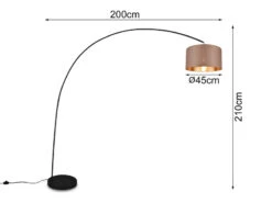 Trio Leuchten Bogenleuchte MANSUR Metall Schwarz Stoff Lampenschirm Taupe, 210cm Hoch 10 Trio Leuchten Bogenleuchte MANSUR Metall Schwarz Stoff Lampenschirm Taupe, 210cm Hoch -Licht Welt Geschaft bogenleuchte mansur metall schwarz stoff lampensch 2
