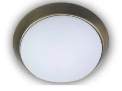 Niermann Deckenleuchte / Deckenschale, Opalglas Matt, Dekorring Altmessing, Ø 45cm