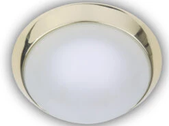 Niermann Deckenleuchte, Glas Satiniert Mit Klarrand, Dekorring Messing Poliert, Ø 35cm