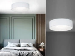 Fischer & Honsel Deckenleuchte MAAT Rund Stoffschirm Weiß Ø 55cm