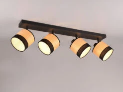 Reality Leuchten Deckenstrahler BOLZANO 4-flammig Lampenschirme In Holzoptik, Breite 76cm