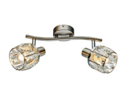 Globo Deckenstrahler KRIS 2-flammig Mit Glaskristallen Silber Matt, Breite 28cm -Licht Welt Geschaft deckenstrahler kris 2 flammig mit glaskristallen s 7