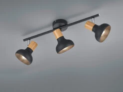 Reality Leuchten Deckenstrahler LATIKA Aus Metall In Schwarz & Holzoptik, Breite 47cm