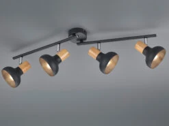 Reality Leuchten Deckenstrahler LATIKA Aus Metall In Schwarz & Holzoptik, Breite 71cm