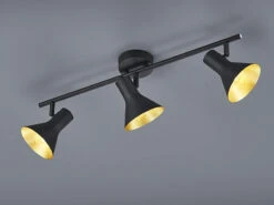 Reality Leuchten Deckenstrahler NINA Aus Metall In Schwarz + Goldfarbig 3 Spots Dreh+schwenkbar