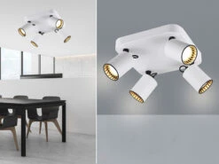 Trio Leuchten Deckenstrahler PAGO Metallschirm Weiß - 4 Spots Schwenkbar - 24x24cm