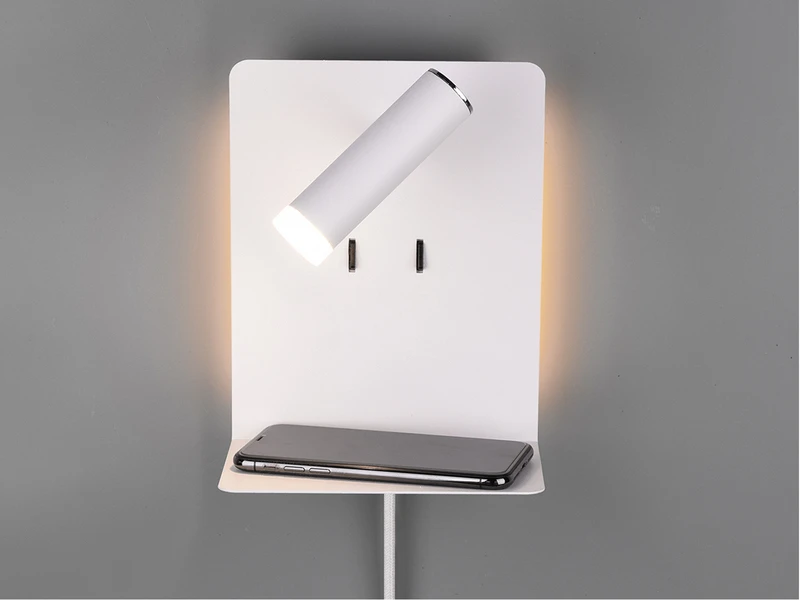 Trio Leuchten Design LED Wandleuchte ELEMENT In Weiß Matt Mit USB Ladebuchse Und Ablage 8 Trio Leuchten Design LED Wandleuchte ELEMENT In Weiß Matt Mit USB Ladebuchse Und Ablage – Bild 8