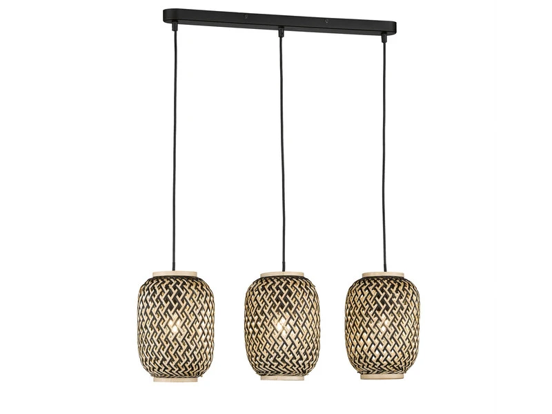 Fischer & Honsel Design Pendelleuchte HUMMEL 3 Flammig - Lampenschirme Mit Bambus Korbgeflecht 2 Fischer & Honsel Design Pendelleuchte HUMMEL 3 Flammig - Lampenschirme Mit Bambus Korbgeflecht – Bild 2