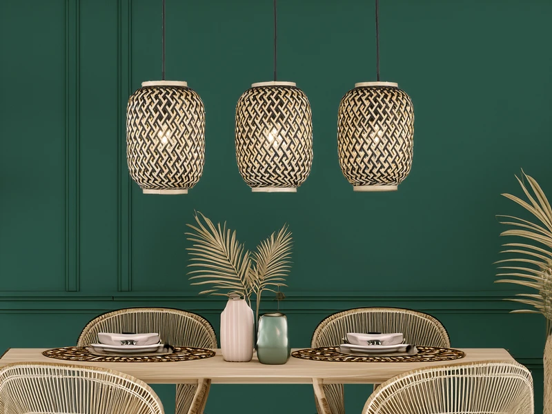 Fischer & Honsel Design Pendelleuchte HUMMEL 3 Flammig - Lampenschirme Mit Bambus Korbgeflecht 1 Fischer & Honsel Design Pendelleuchte HUMMEL 3 Flammig - Lampenschirme Mit Bambus Korbgeflecht