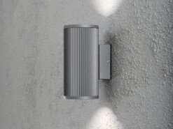 Konstsmide Dimmbare Halogen Außenwandleuchte SIRACUSA, Alu Grau, Uplight Downlight