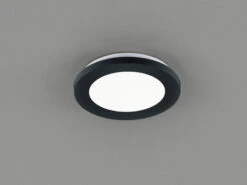 Reality Leuchten Dimmbare LED Deckenleuchte CAMILLUS Flache Badezimmerlampe Ø17cm Schwarz IP44