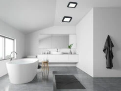 Reality Leuchten Dimmbare LED Deckenleuchte CAMILLUS Flache Badezimmerlampe 17x17cm Schwarz IP44 -Licht Welt Geschaft dimmbare led deckenleuchte camillus flache badezim 51