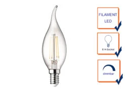 Wofi E14 Filament LED - 3 Watt, 320 Lumen, Warmweiß, Ø 3,5cm- Extern Dimmbar -Licht Welt Geschaft e14 filament led 3 watt 320 lumen warmweiss 35cm e 4