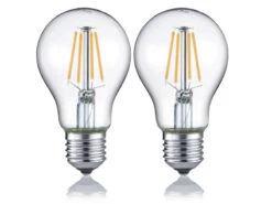 Trio Leuchten E27 Filament LED 2Stk. á 4 Watt, 470 Lumen, 3000 K Warmweiß, Ø6cm- Nicht Dimmbar