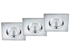 Trio Leuchten Eckiger LED Einbaustrahler ZAGROS 3er Set Dimmbar In Silber Chrom, IP65