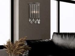 MeineWunschleuchte Elegante LED Wandleuchte 2-flammig Mit Filigranem Kristallglas Braun, Höhe 31cm