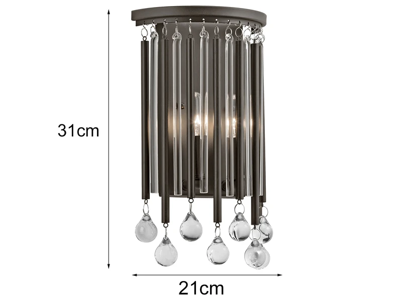 MeineWunschleuchte Elegante LED Wandleuchte 2-flammig Mit Filigranem Kristallglas Braun, Höhe 31cm 4 MeineWunschleuchte Elegante LED Wandleuchte 2-flammig Mit Filigranem Kristallglas Braun, Höhe 31cm – Bild 4