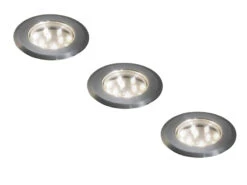 Konstsmide Erweiterungs 3er SET Mini LED Bodeneinbauspots Edelstahl/Glas Ø7cm IP44