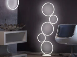 Trio Leuchten Flache LED RONDO Ringleuchte Stehlampe Mit Fußschalter Aus Metall In Weiß Matt