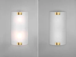 MeineWunschleuchte Flache LED Wandleuchte Mit Glas Lampenschirm Weiß & Gold, 20 X 40cm -Licht Welt Geschaft flache led wandleuchte mit glas lampenschirm weiss 16