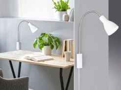 MeineWunschleuchte Flexible 2 In 1 LED Leselampe & Bettleuchte Weiß Mit Kabel & Stecker