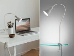 MeineWunschleuchte Flexible Klemmleuchte Grau Mit LED - Leselampe Für Bett & Sofa