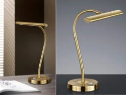 Trio Leuchten Flexible LED Schreibtischleuchte CURTIS Messing Matt, 4-Stufen Dimmer