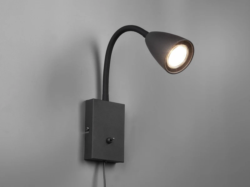Trio Leuchten Flexible Leselampe WANDA, Wandleuchte Mit & Ohne Stecker, Schwarz Matt 3 Trio Leuchten Flexible Leselampe WANDA, Wandleuchte Mit & Ohne Stecker, Schwarz Matt – Bild 3