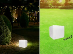 Perel Gartenleuchte Würfel Mit Erdspieß & 3m Kabel, IP65 - 38x38cm